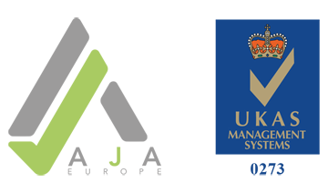 AJA Europe and UKAS Logos